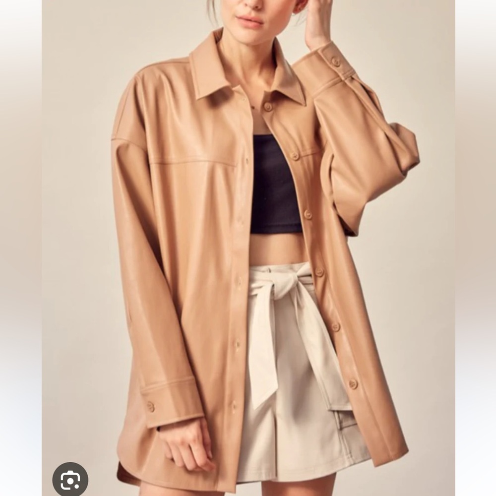 M NWOT MUSTARD SEED PLEATHER SHACKET